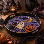 Purple Halloween Plastic Serving Tray – Black Cat Ghost - MintiHome