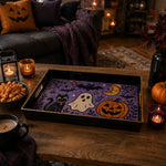 Purple Halloween Plastic Serving Tray – Black Cat Ghost - MintiHome