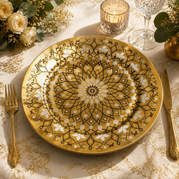Ramadan Gold Mandala Decorative Charger Plate – Geometric - MintiHome
