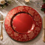 Red Gold Maple Leaf Decorative Plastic Plate – Filigree Border - MintiHome