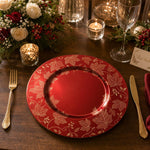 Red Gold Maple Leaf Decorative Plastic Plate – Filigree Border - MintiHome