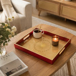Royal Sun Mandala Glass Serving Tray – Gold Red Border - MintiHome