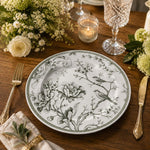 Sage Peony Bird Decorative Plastic Plate – Toile Border - MintiHome