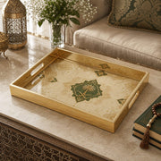 Saudi Arabia Glass Serving Tray – Palm Swords Medallion glass serving tray shown in a product view.