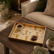 Saudi Heritage Glass Serving Tray – Gold Dallah & Dates - MintiHome
