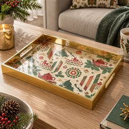 UAE Snow Mountain Glass Serving Tray – Teapot Ribbon Mandala - MintiHome