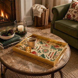 UAE Snow Mountain Glass Serving Tray – Teapot Ribbon Mandala - MintiHome