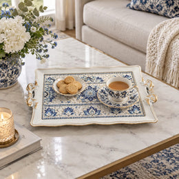 Ramadan & Eid Vintage Handle Tray – Blue Lotus Panel Bands - MintiHome