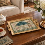 Ramadan & Eid Vintage Handle Tray – Green Calligraphy Arch Panel - MintiHome