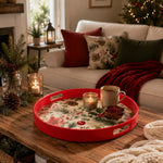Vintage Christmas Plastic Serving Tray – Holly Poinsettia Pine - MintiHome