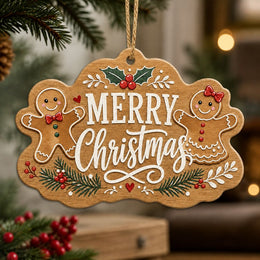 Christmas Gingerbread Couple Wood Wall Decor – Calligraphy Art - MintiHome