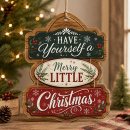 Christmas Merry Little Calligraphy Wood Sign – Tiered Holiday - MintiHome