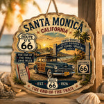 Santa Monica Route 66 MDF Wood Hanging Wall Decor – Beach - MintiHome