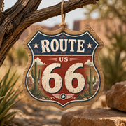 Route 66 Shield MDF Wood Hanging Wall Decor – Desert - MintiHome