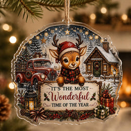 Most Wonderful Time of the Year Reindeer Cabin Hanging Sign - MintiHome