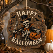 Skeleton Butler Halloween Wood Sign – Top Hat Pumpkin - MintiHome