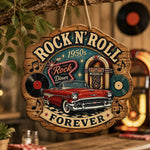 Rock N Roll 1950s Diner Wood Wall Sign – Retro Cruiser - MintiHome