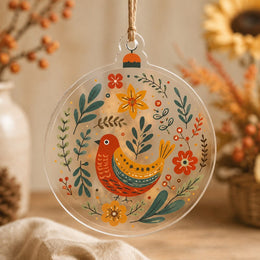Watercolor Berry Sprig Christmas Acrylic Ornament Wall Hanging - MintiHome