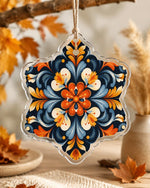 Christmas Rosemaling Snowflake Acrylic Wall Decor - Navy - MintiHome