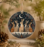 Christmas Moonlit Bunny Folk Acrylic Hanging Wall Decor Ornament - MintiHome