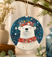 Christmas Mandala Polar Bear Acrylic Hanging Wall Decor Ornament - MintiHome