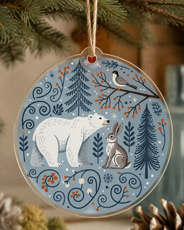 Christmas Snow Bear Bunny Bird Acrylic Hanging Wall Decor Ornament - MintiHome