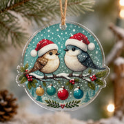 Christmas Santa Hat Songbirds Acrylic Hanging Wall Decor Ornament - MintiHome