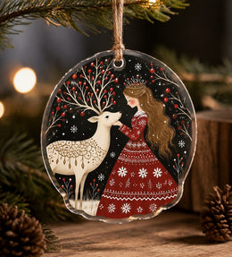 Christmas Snowflake Girl Deer Acrylic Hanging Wall Decor Ornament - MintiHome