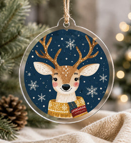 Christmas Winter Deer Scarf Acrylic Hanging Wall Decor Ornament - MintiHome