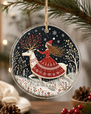 Christmas Nordic Deer Ride Acrylic Hanging Wall Decor Ornament - MintiHome
