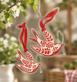 Christmas Acrylic Hanging Wall Decor – Dove Pair Ribbon - MintiHome