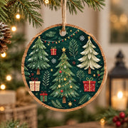Christmas MDF Wood Hanging Wall Decor – Evergreen Gift Glow hanging wall decor with printed artwork and cut silhouette.