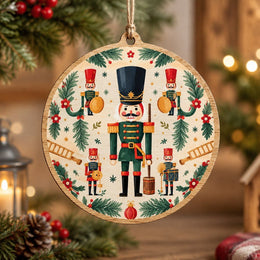Christmas MDF Wood Hanging Wall Decor – Nutcracker Parade hanging wall decor with printed artwork and cut silhouette.