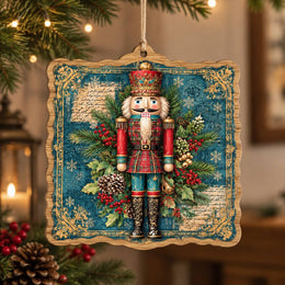 Christmas MDF Wood Hanging Wall Decor – Vintage Nutcracker Panel hanging wall decor with printed artwork and cut silhouette.