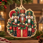 Christmas MDF Wood Hanging Wall Decor – Nutcracker Trio hanging wall decor with printed artwork and cut silhouette.