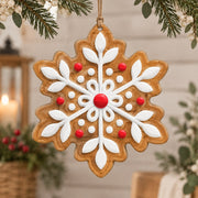 Christmas MDF Wood Hanging Wall Decor – Gingerbread Snowflake Icing hanging wall decor with printed artwork and cut silhouette.