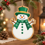 Christmas MDF Wood Hanging Wall Decor – Snowman Snowflake Duo hanging wall decor with printed artwork and cut silhouette.