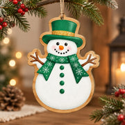 Christmas MDF Wood Hanging Wall Decor – Snowman Snowflake Duo hanging wall decor with printed artwork and cut silhouette.
