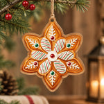 Christmas MDF Wood Hanging Wall Decor – Gingerbread Star Cookies hanging wall decor with printed artwork and cut silhouette.