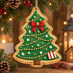 Christmas MDF Wood Hanging Wall Decor – Christmas Tree Cookie Set hanging wall decor with printed artwork and cut silhouette.