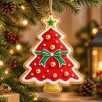 Christmas MDF Wood Hanging Wall Decor – Bow-Topped Tree Cookies hanging wall decor with printed artwork and cut silhouette.