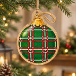 Christmas MDF Wood Hanging Wall Decor – Plaid Ornament Collection hanging wall decor with printed artwork and cut silhouette.