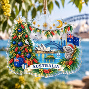 Australia Day Acrylic Hanging Wall Decor – Harbour Christmas Tree hanging wall decor with printed artwork and cut silhouette.