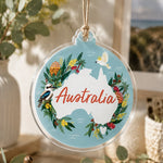 Australia Day Acrylic Hanging Wall Decor – Map Wildlife Wreath hanging wall decor with printed artwork and cut silhouette.