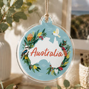 Australia Day Acrylic Hanging Wall Decor – Map Wildlife Wreath hanging wall decor with printed artwork and cut silhouette.