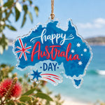Australia Day Acrylic Hanging Wall Decor – Script Map Star Trail hanging wall decor with printed artwork and cut silhouette.