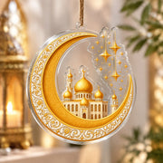 Ramadan Acrylic Hanging Wall Decor – Multi-Dome Mosque Star Band hanging wall decor with printed artwork and cut silhouette.