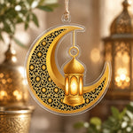 Ramadan Acrylic Hanging Wall Decor – Ornate Lantern Star Lattice hanging wall decor with printed artwork and cut silhouette.