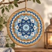 Ramadan MDF Wood Hanging Wall Decor – Azure Fleur Mandala hanging wall decor with printed artwork and cut silhouette.