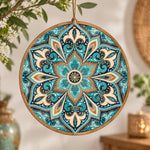 Ramadan MDF Wood Hanging Wall Decor – Teal Fleur Medallion hanging wall decor with printed artwork and cut silhouette.